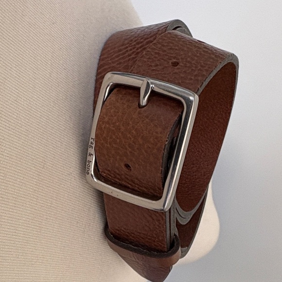 Rag & Bone Brown Leather Belt with Silver Buckle Size M - Picture 6 of 6